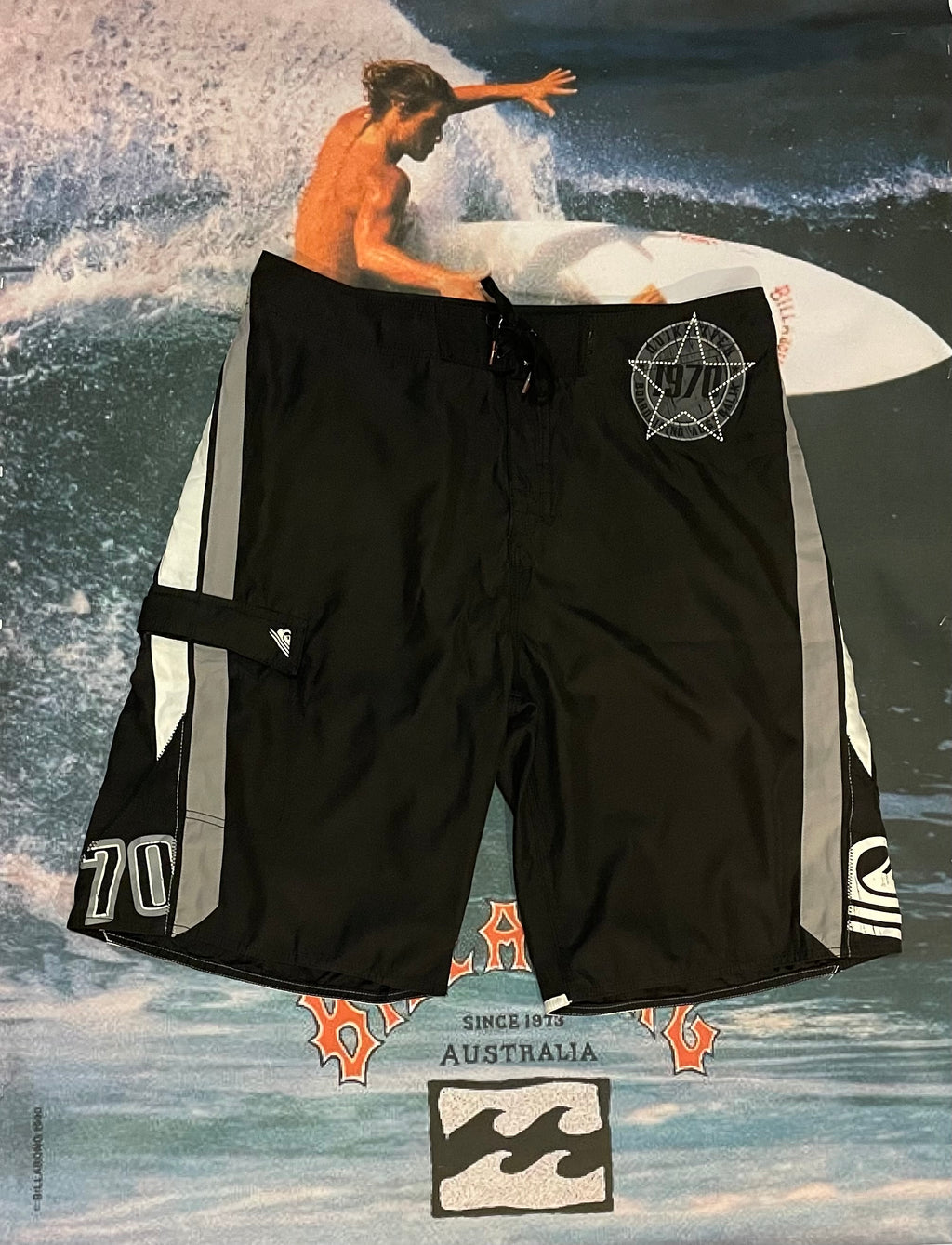 vintage black quicksilver boardies w34