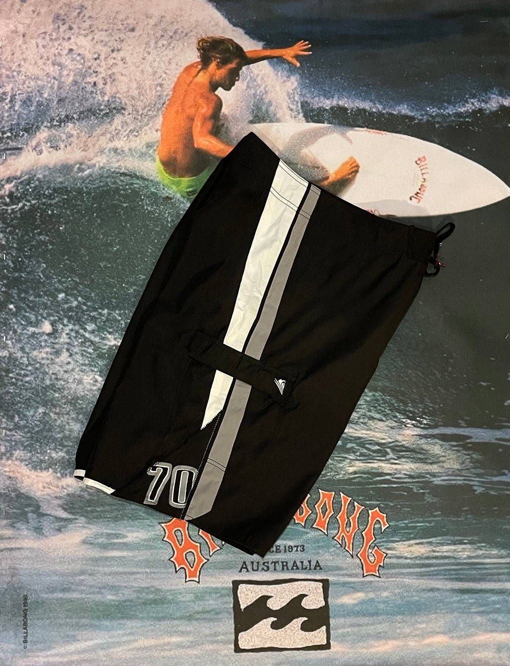 vintage black quicksilver boardies w34