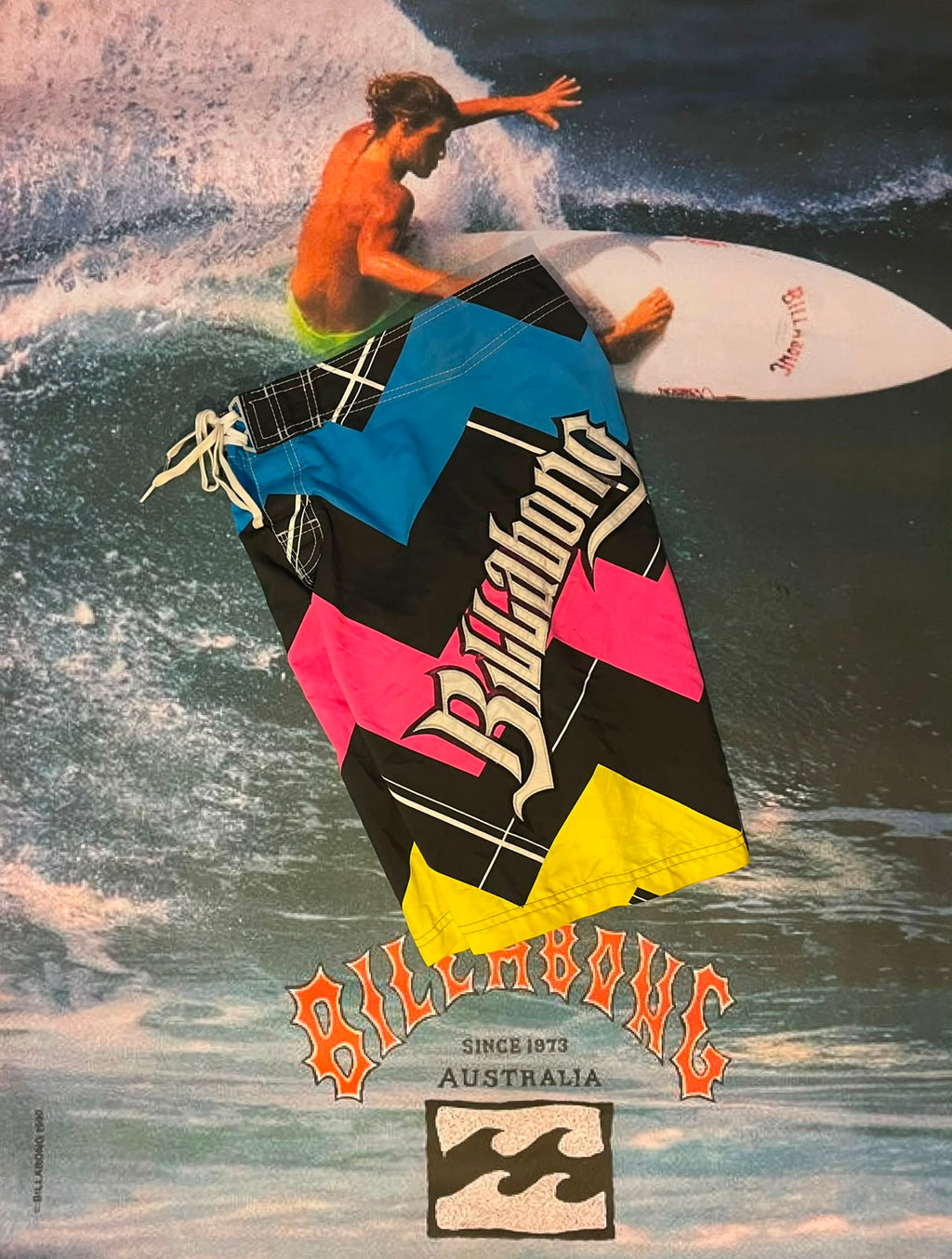 vintage billabong zig-zag boardies w30