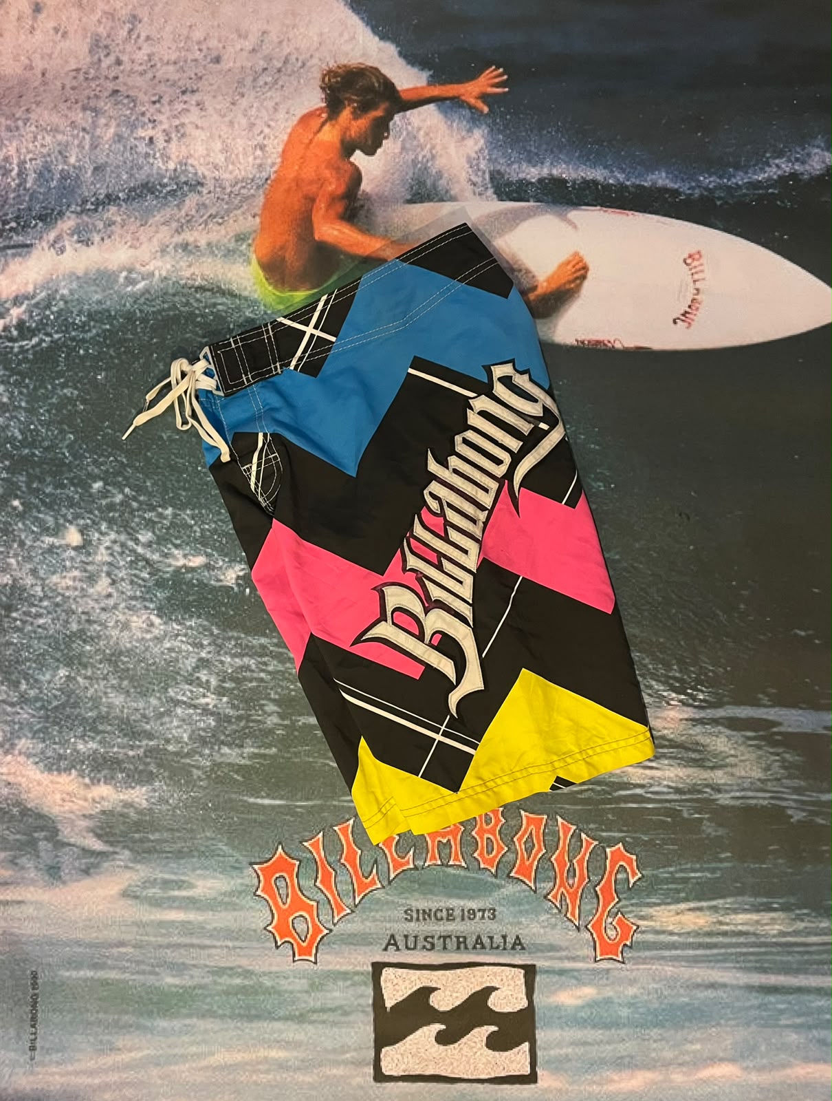vintage billabong zig-zag boardies w30