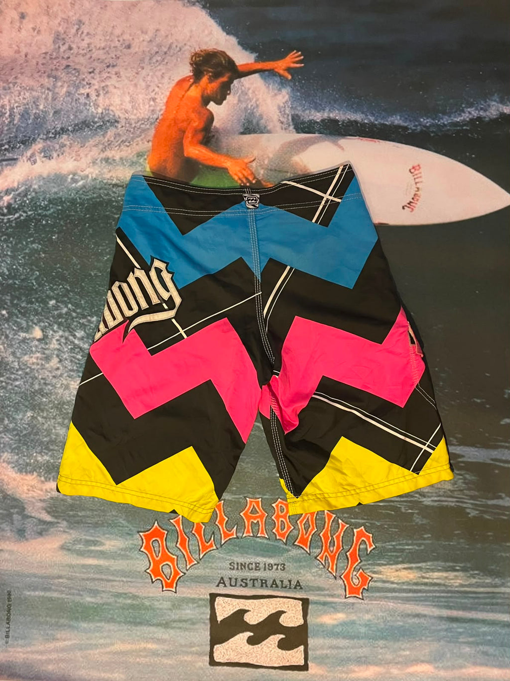 vintage billabong zig-zag boardies w30