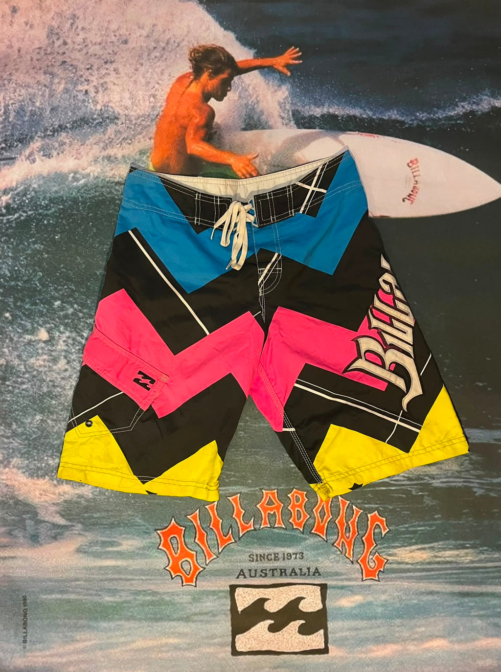 vintage billabong zig-zag boardies w30