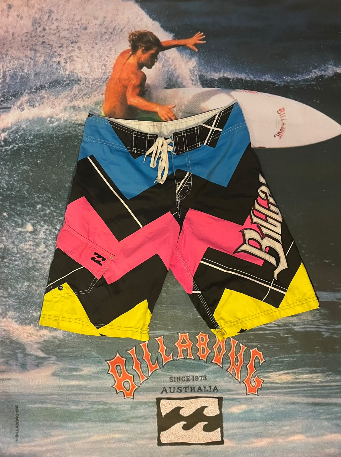 vintage billabong zig-zag boardies w30
